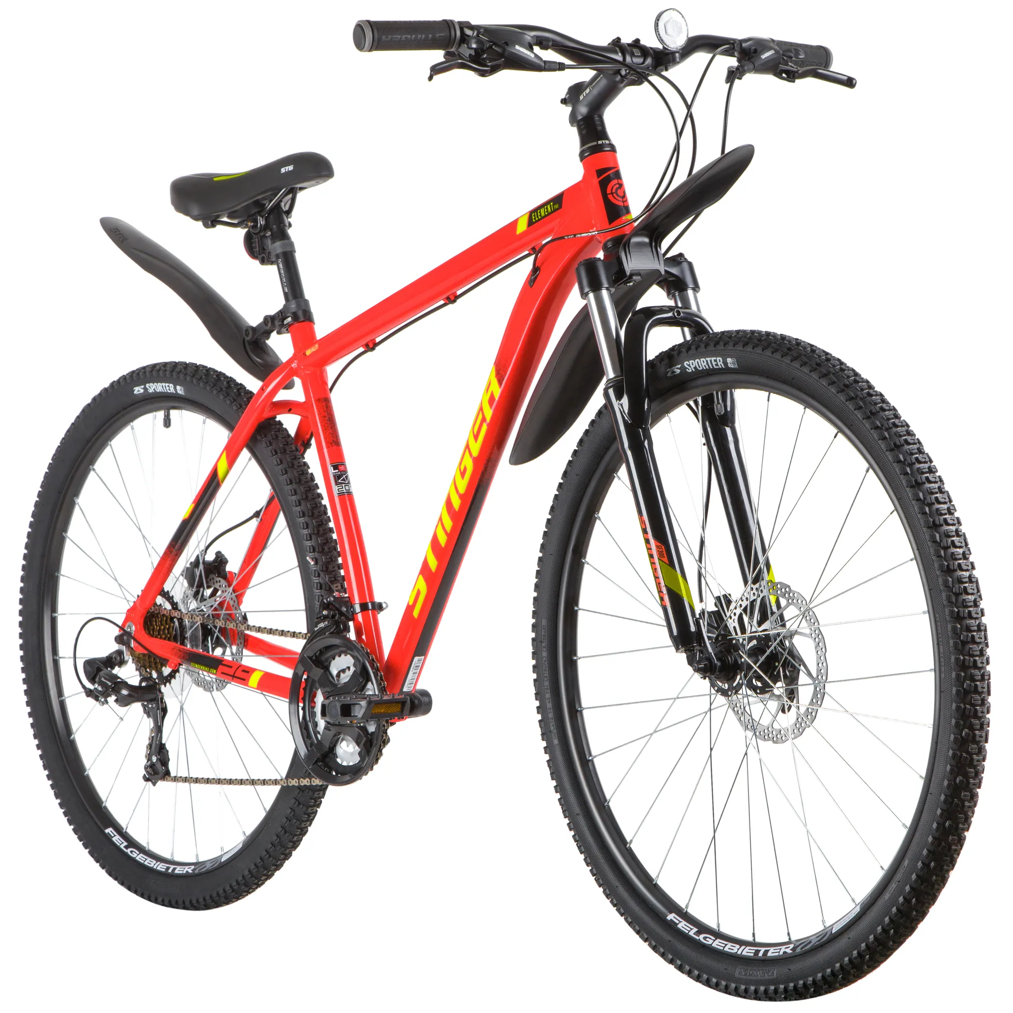 Велосипед 29 горный STINGER Element Pro (2020) количество скоростей 21 рама алюминий 20 красный