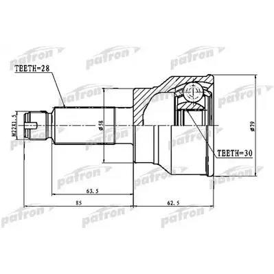 ШРУС наружный 28X58X30 SUZUKI SX4 RW415/RW416/RW419/RW4 PATRON PCV1772