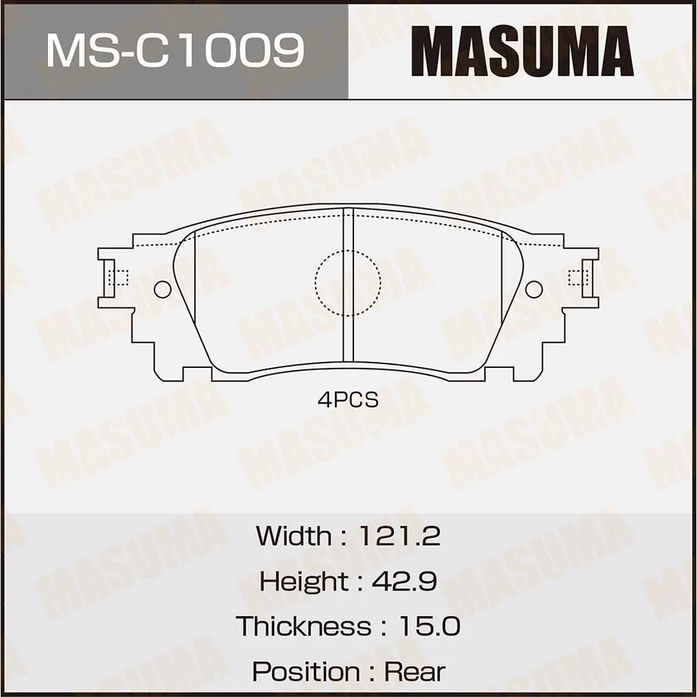 Колодки задние TOYOTA ALPHARD MASUMA MS-C1009