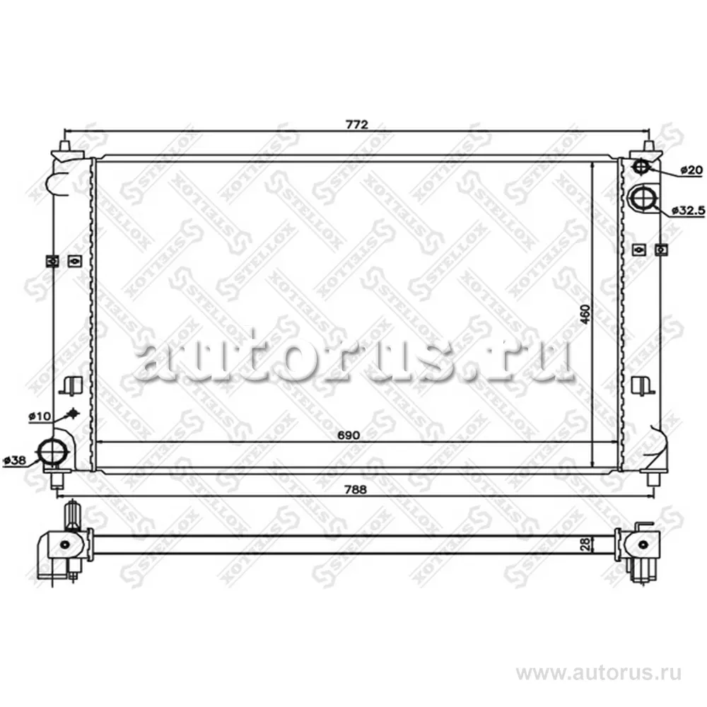 Радиатор системы охлаждения АКПП Mazda MPV 3.0i 24V 02-03 STELLOX 10-26706-SX