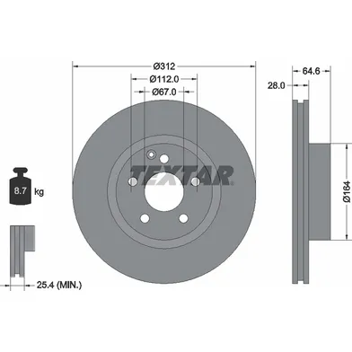 Диск тормозной передний с покрытием PRO+ MB CLS-C219 04-11 / E-W211/S211 02-09 TEXTAR 92115305