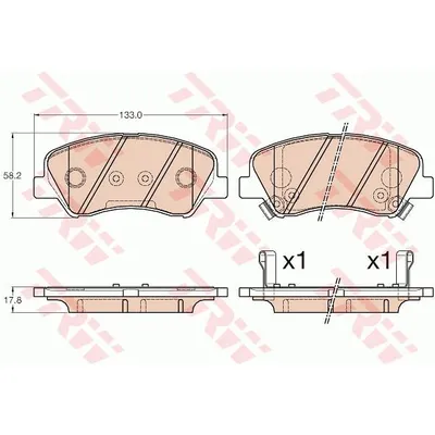 Колодки передние HYUNDAI Solaris 10-17 / KIA Rio 11-17 TRW GDB3548