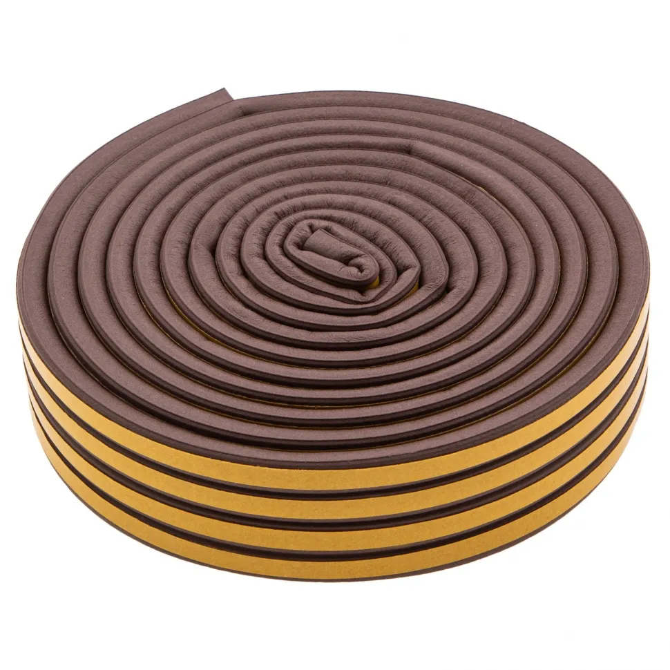 Уплотнитель резиновый, 12 м, профиль D, коричневый СИБРТЕХ 88910