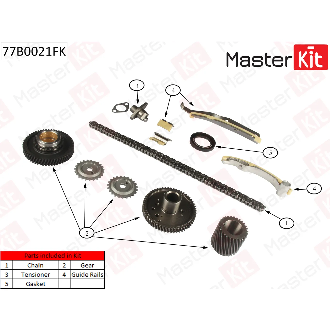 Комплект цепи ГРМ MITSUBISHI: PAJERO III/IV 3.2 Di MASTERKIT 77B0021FK
