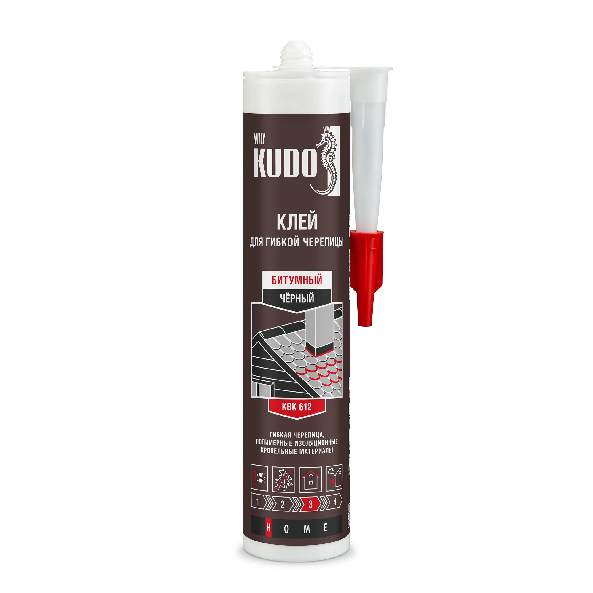 Клей KUDO HOME KBK-612 битумный для гибкой кровли, черный, 280 мл KUDO KUDO KBK-612