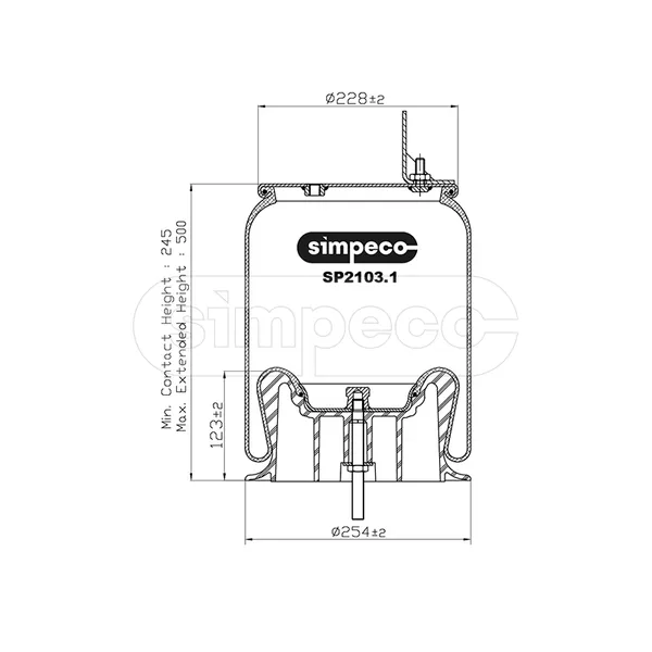 Пневмоподушка Volvo VNL Вольво ВНЛ с пластиковым стаканом SIMPECO SP21031013