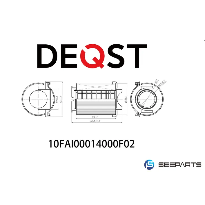 Воздушный фильтр AUDI A3 (8P1) 05.03-08.12/SEAT LEON (1P1) 09.05-12 DEQST 10FAI00014000