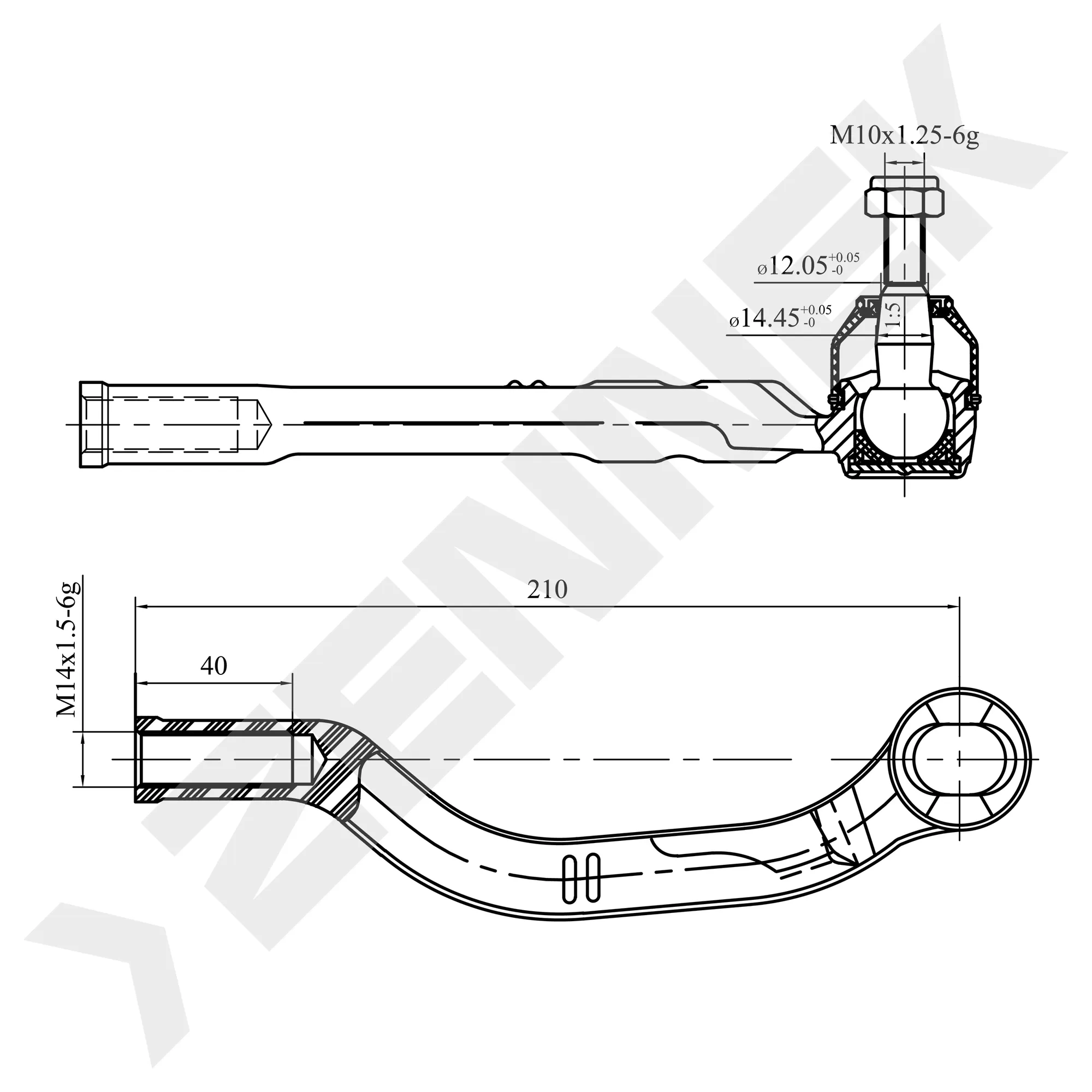Наконечник рулевой левый RENAULT LAGUNA 01-07, TRAFIC 01 ZENNEK DTE0058