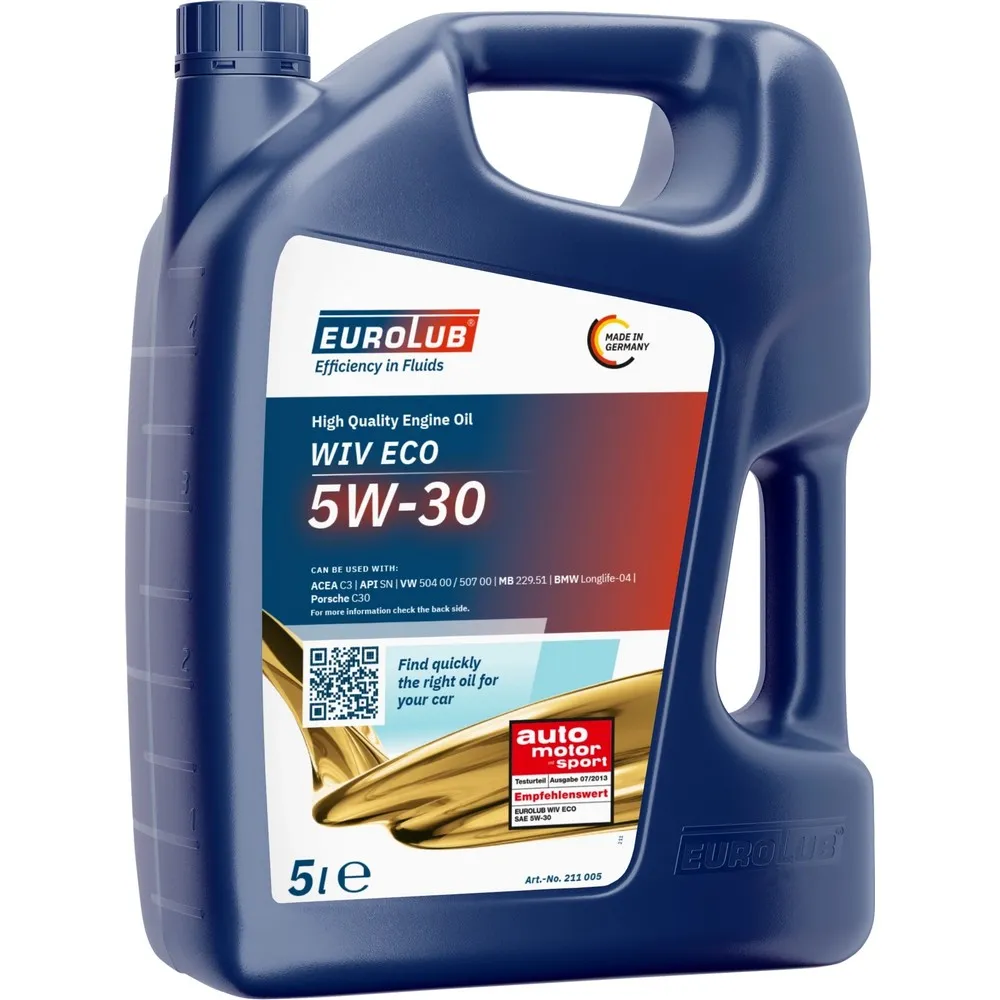 Масло EUROLUB моторное 5W30 WIV ECO SN ACEA C3 (синтетика)5л.BMW Longlife 04,MB 229.51,Porsche C30,V EUROLUB 211005
