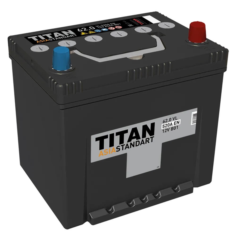 Аккумулятор TITAN ASIA STANDART 62 А/ч Обратная R+ 230x175x221 EN520 А