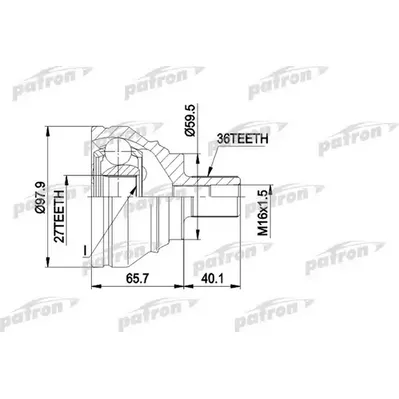 ШРУС наружн к-кт 36x59.5x27 AUDI: A3 03 -, A3 Sportback PATRON PCV1463