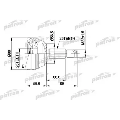 ШРУС наружн к-кт 25x56.5x25 FORD: ESCORT 1.8TD 93-95, 9 PATRON PCV1198