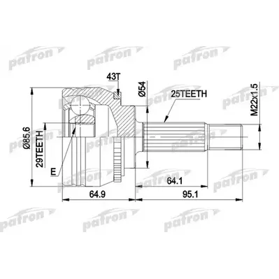 ШРУС наружн к-кт, без ABS MITSUBISHI: CARISMA 95-06, CA PATRON PCV1385