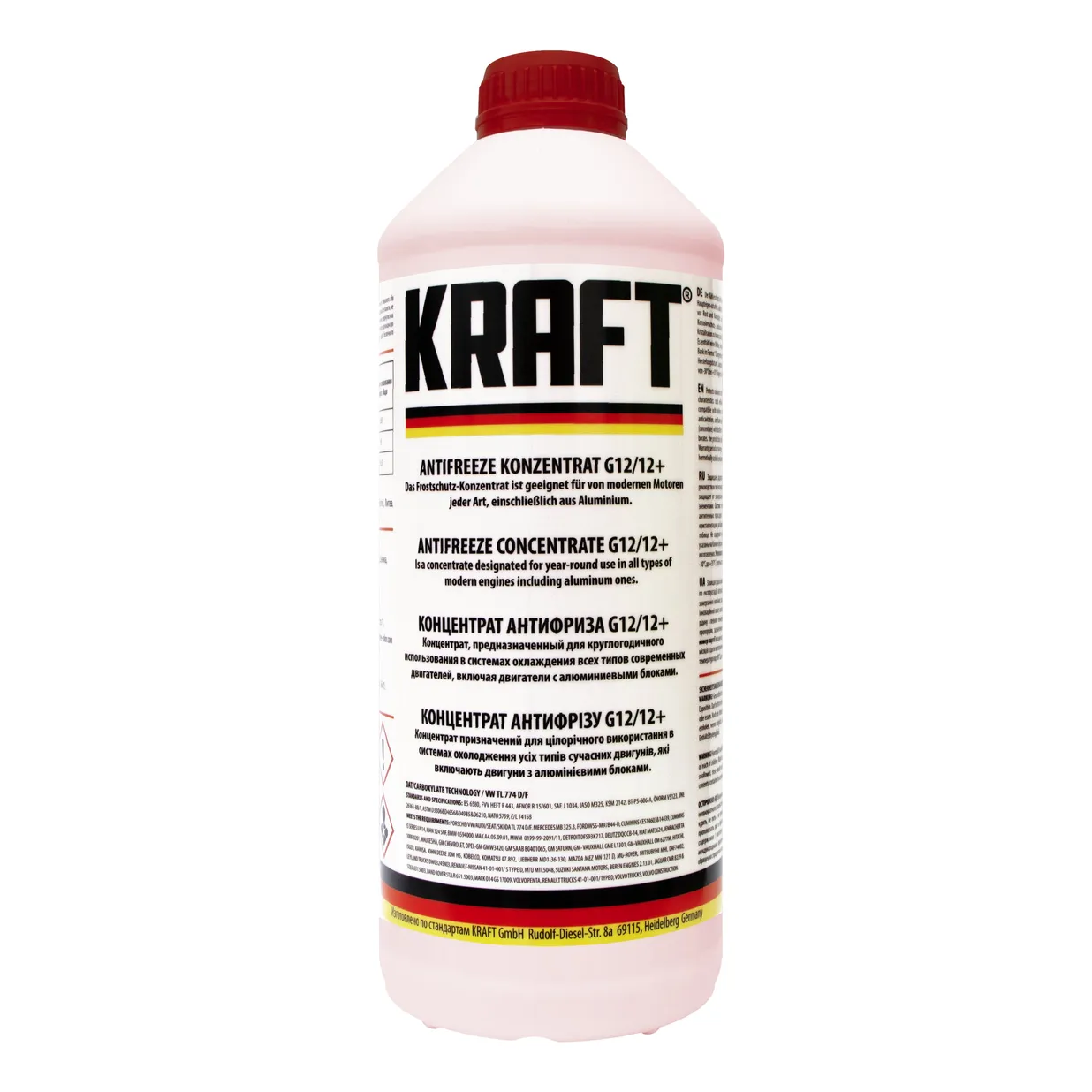 Антифриз KRAFT Antifreeze G12+ концентрат красный 1,5 л KF103
