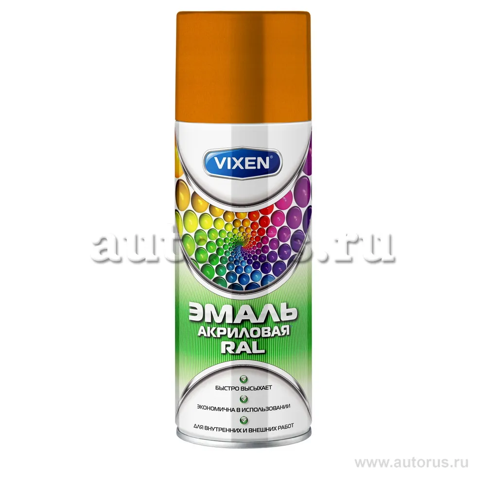 Эмаль акриловая VIXEN RAL, оранжевый (RAL 2004), аэрозоль 520 мл VX-32004
