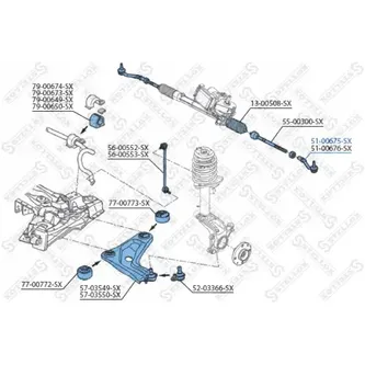 Наконечник рулевой левый Peugeot 207 1.4/1.6/T/HDi 16V 06> STELLOX 51-00675-SX