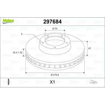 Диск тормозной передний OPEL ASTRA H/G ZAFIRA VALEO 297 684