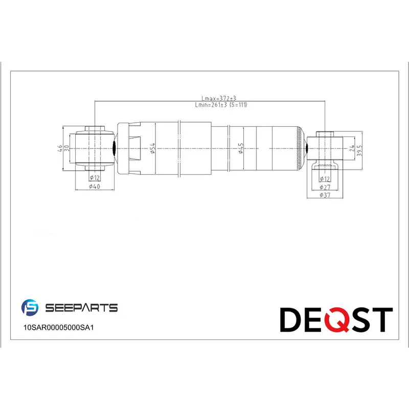 Амортизатор подвески задний, HYUNDAI i20 (PB, PBT) 08.08-HYUNDAI SOLARIS 01.11- DEQST 10SAR00005000