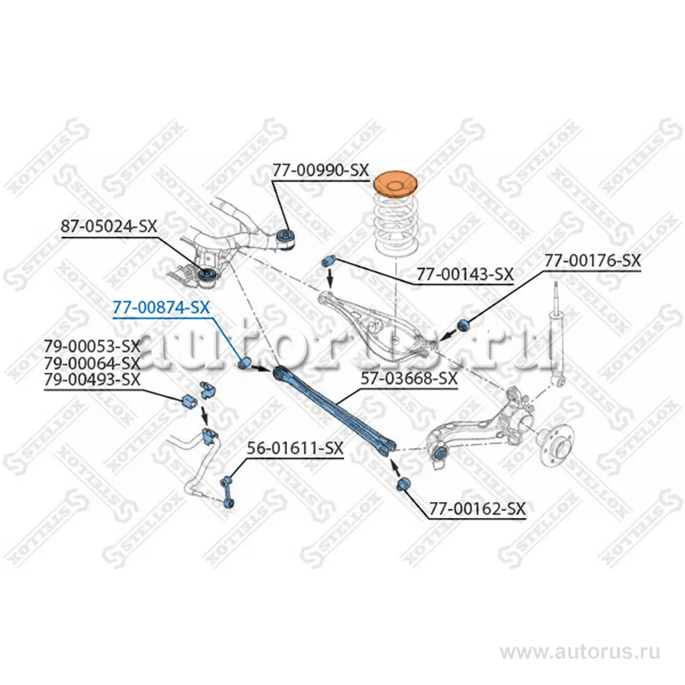 Сайлентблок рычага зад. нижн. BMW E36/E46/Z1/Z4 90> STELLOX 77-00874-SX