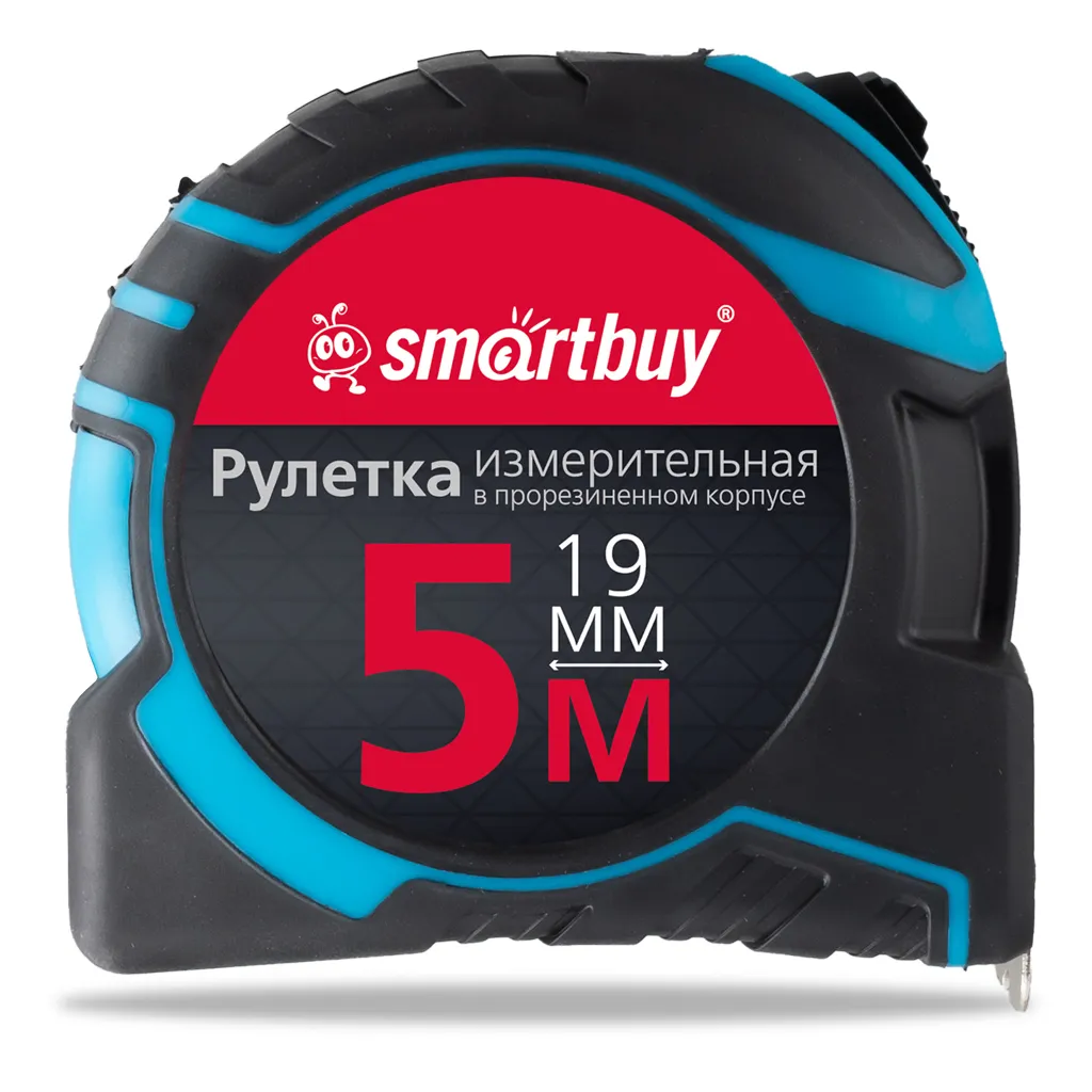 Рулетка измерительная, 5мх19мм, прорезиненный корпус,противоуд., усиленный зацеп,SmartbuyTools SMARTBUY SBT-MTP-519P4