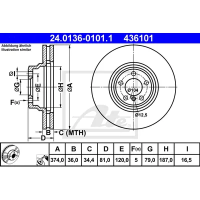 Диск тормозной передний, BMW: 7 745 D 01- ATE 24013601011