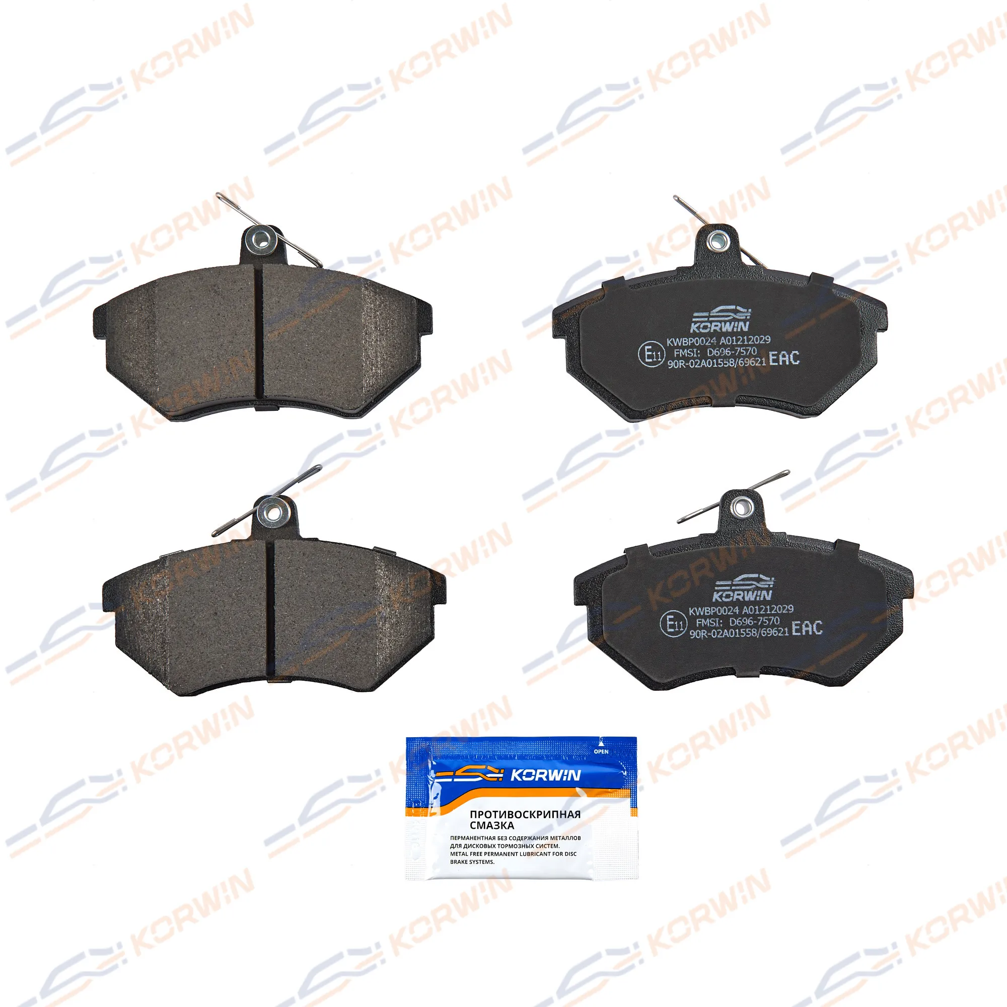 Колодки тормозные перед. Audi 80 (B4)/VW Passat (B3/B4)/Chery Amulet/Tiggo T11 KORWIN KWBP0024