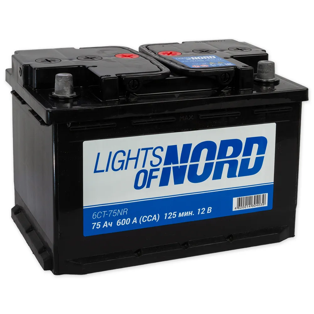 Аккумулятор Lights of Nord Standart 75 А/ч обратный R+ 277x175x190 L3 EN 600 А