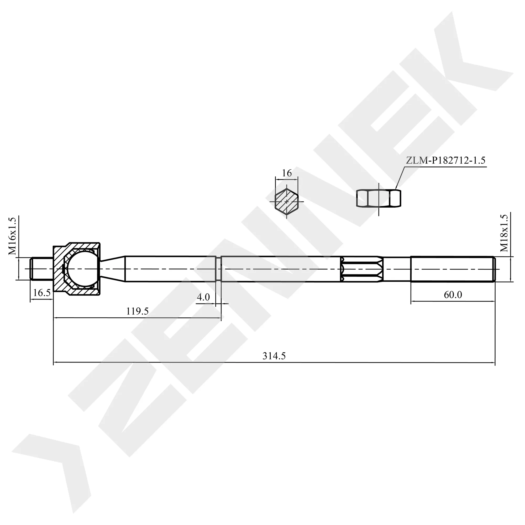 Тяга рулевая FORD GALAXY 06-15, MONDEO 07-15, FORD S-MAX 06-14 ZENNEK DTR0047