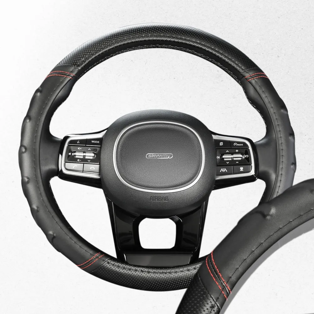 Оплетка на руль Carbon-2 экокожа, Черная M, SKYWAY SKYWAY S01102426