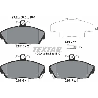 Колодки тормозные передние HONDA LAND ROVER MG ROVER TEXTAR 2151503