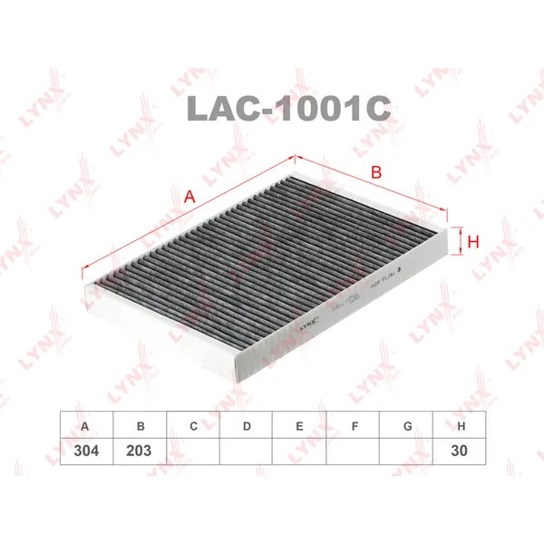 Фильтр салонный угольный LYNXauto LAC-1001C