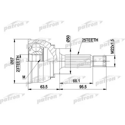 ШРУС наружн к-кт 25x50x23 MITSUBISHI: COLT /LANCER -89 PATRON PCV1048