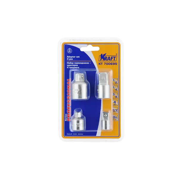 Набор переходников-адаптеров 1/2, 3/8 и 1/4Dr 4пр KRAFT KT 700695