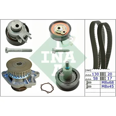 Рем.к-кт ГРМ с помпой AUDI A2, SEAT CORDOBA, VW BORA GOLF POLO 1.4 16V 99 INA 530053830