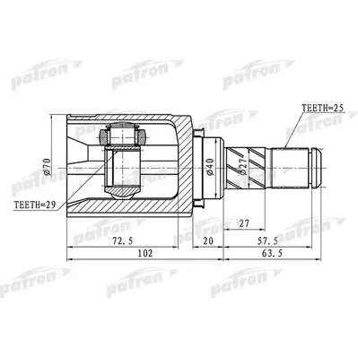 ШРУС внутренний правый 25x40x29 NISSAN TIIDA C11 05- PATRON PCV1421