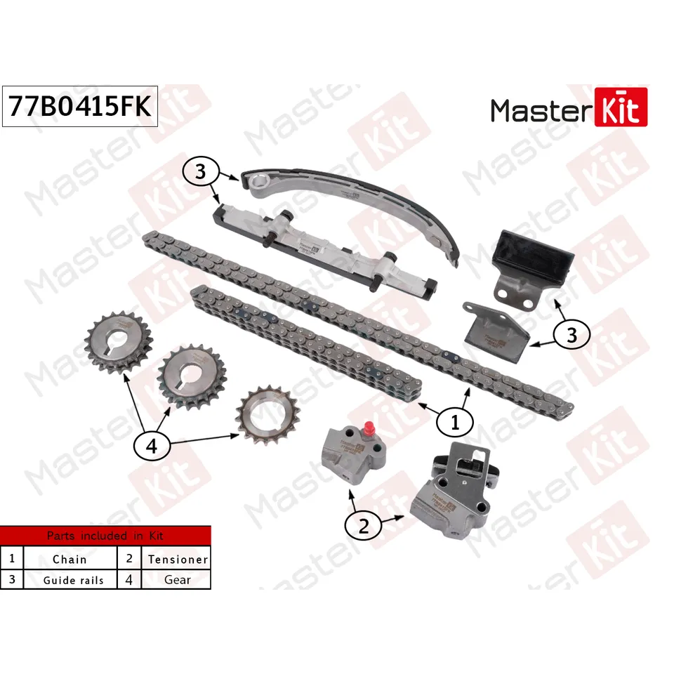 Комплект цепи ГРМ NISSAN KA24DE (OLD) MASTERKIT 77B0415FK