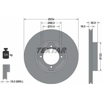 Диск тормозной передний стандартный DAIHATSU TEXTAR 92114000
