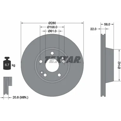 Диск тормозной передний стандартный RENAULT TEXTAR 92036300