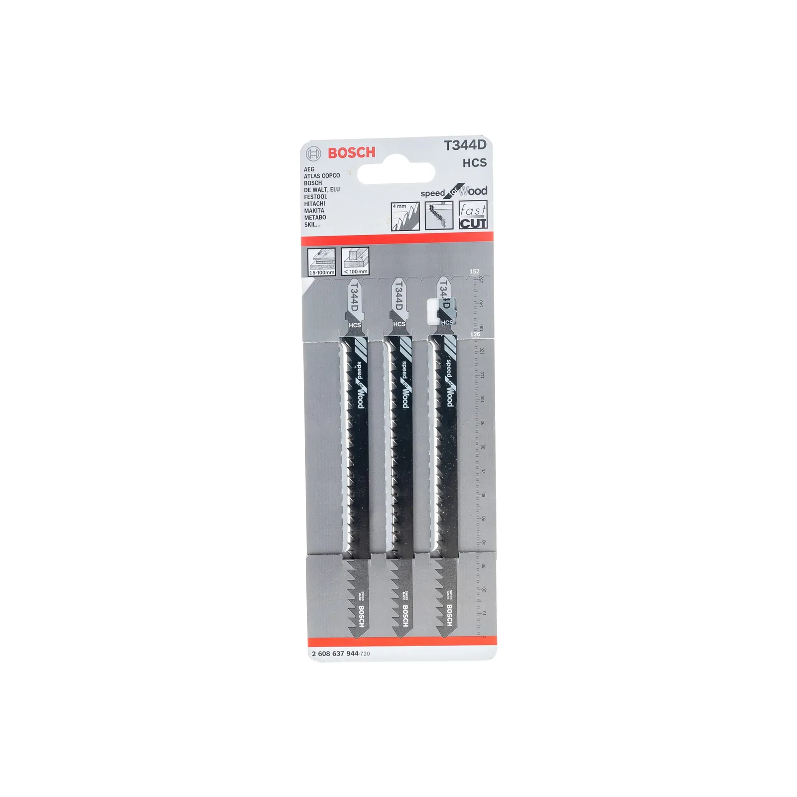Лобзиковые пилки 3 T 344 D Speed for Wood, HCS BOSCH 2608637944