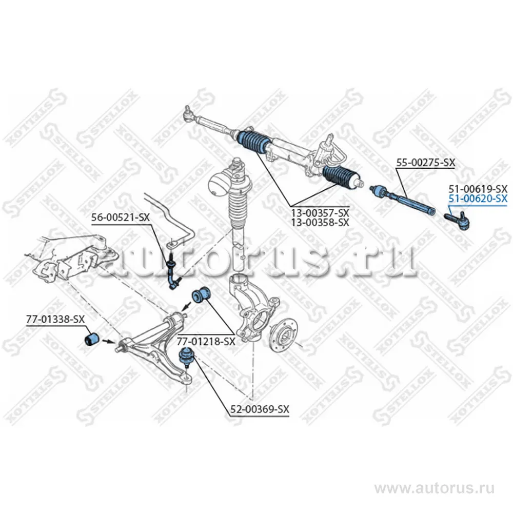 Наконечник рулевой правыйCitroen BX 94 (5100619_SX) STELLOX 5100620_SX
