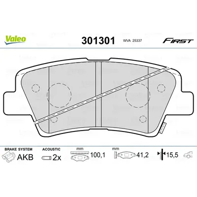 Колодки тормозные задние VALEO 301301