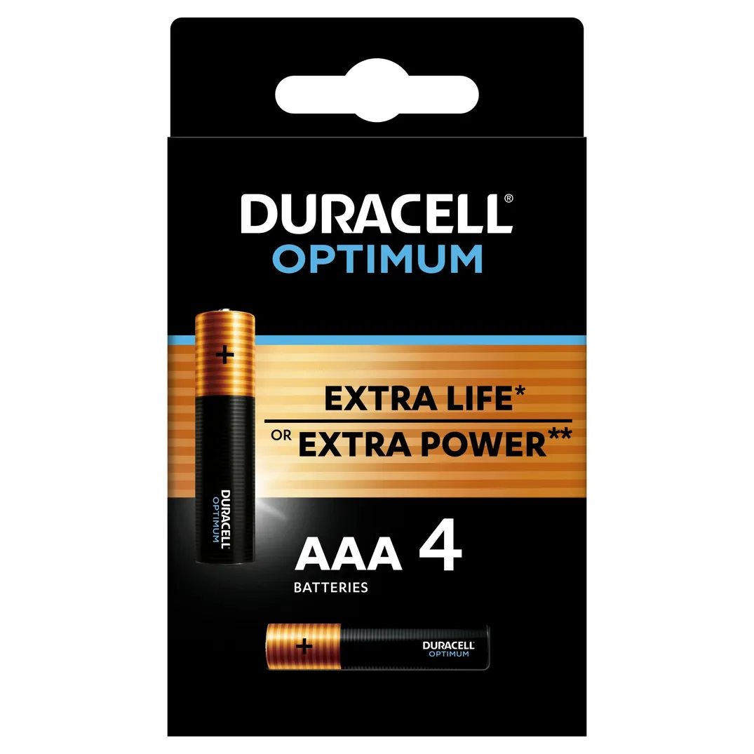 Батарейки Duracell 5014062 ААА алкалиновые 1,5v 4 шт. LR03-4BL Optimum (4/32/16896)