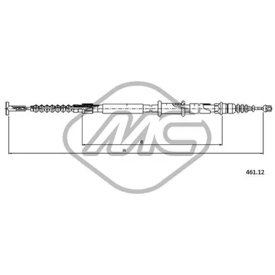 Трос ручника FIAT BRAVO ALL 2/0 (DISC BRAKE) DX-RH Metalcaucho 81317