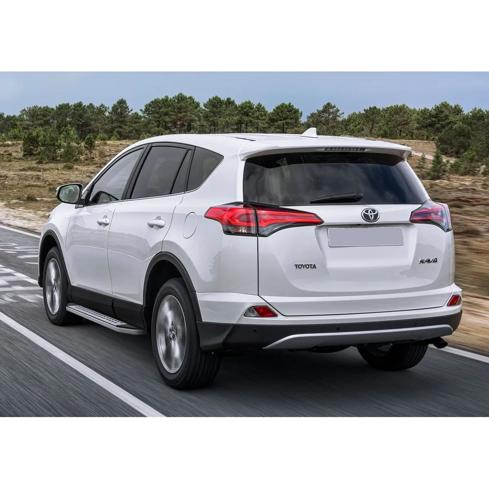 Порог алюминиевый Bmw-Style овалы Toyota Rav4 Серебристый, черный Rival B173AL.5705.1