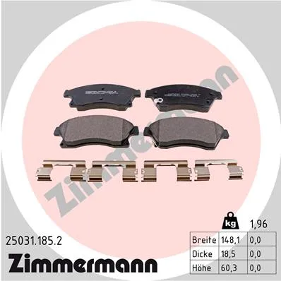 SBB Opel, Chevrolet incl. accessories ZIMMERMANN 25031.185.2