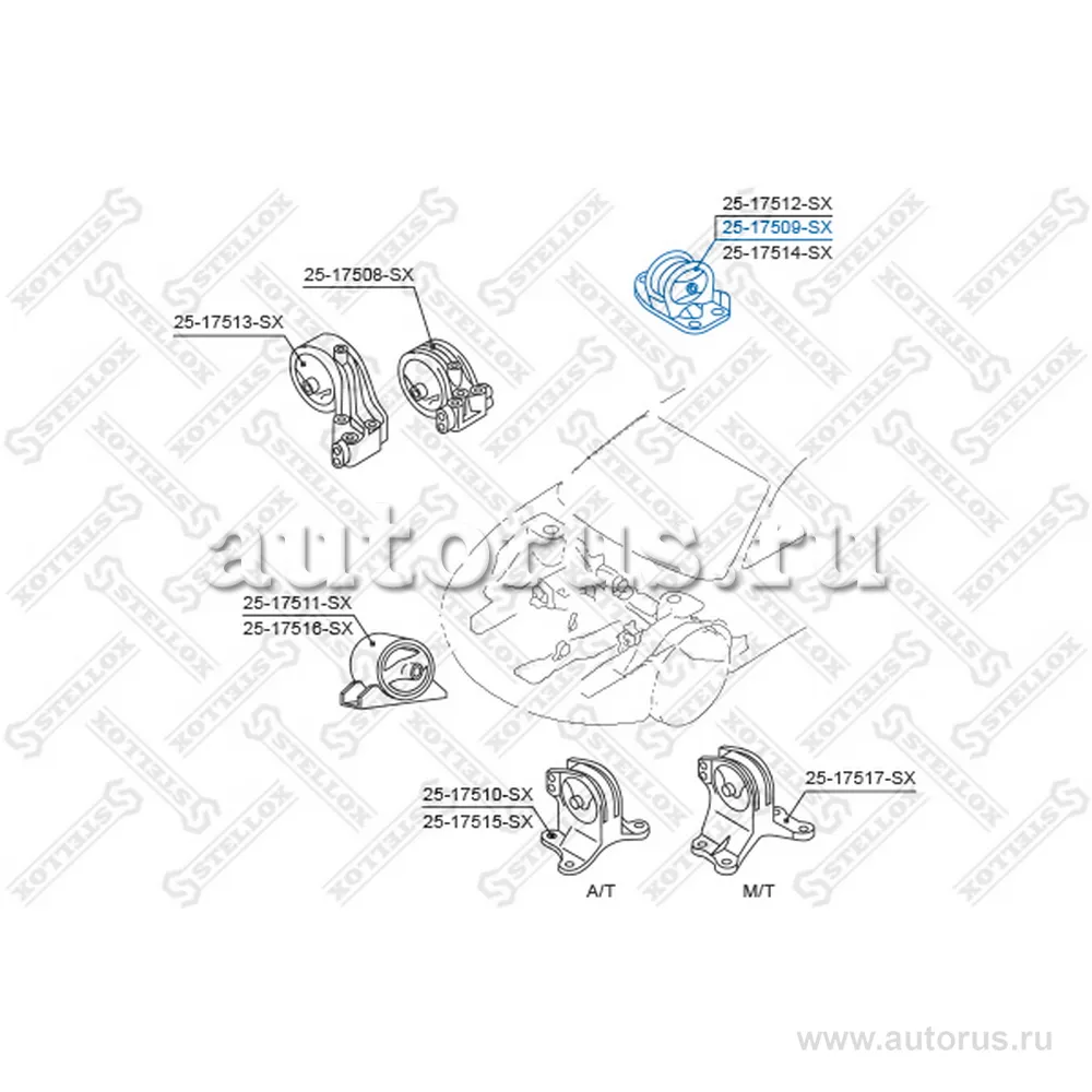 Подушка двигателя задняя Mitsubishi Galant EA 1996-2003 STELLOX 25-17509-SX