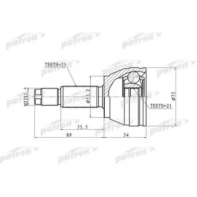ШРУС наружн 25x53.2x21 FORD: FOCUS 00-03 SOHC МКПП PATRON PCV9105