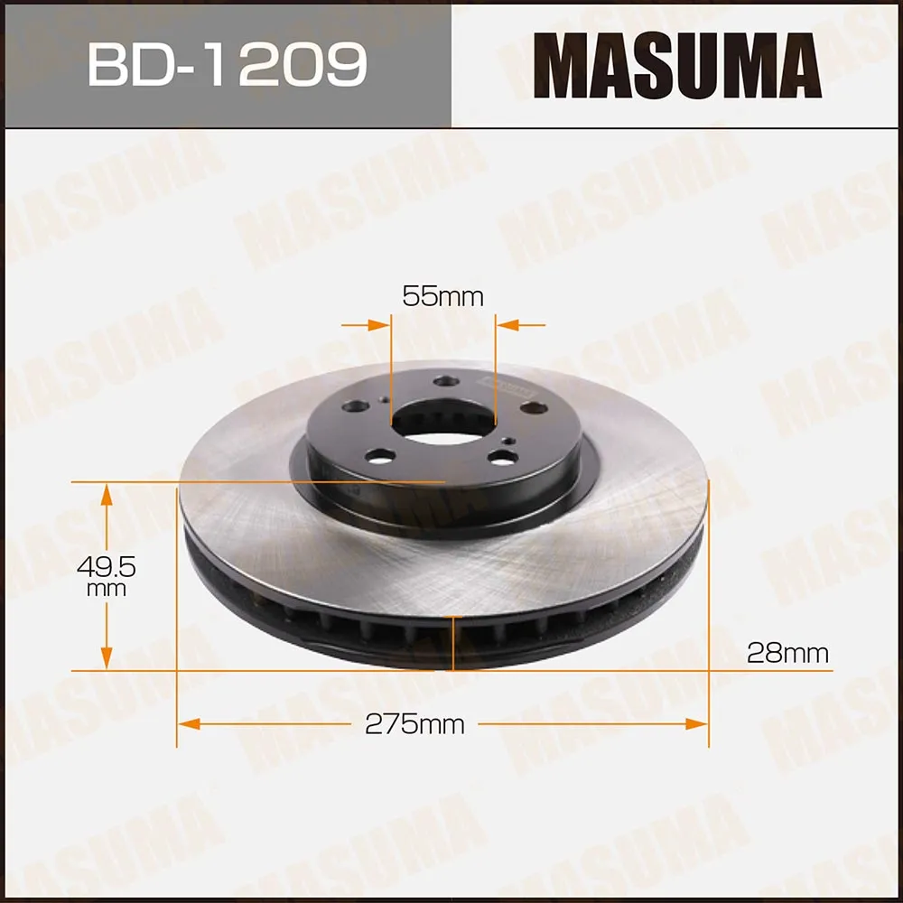 Диск тормозной MASUMA front CALDINA/ AT211, CT216, ST21# уп.2 MASUMA BD1209