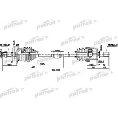 Полуось передний мост справа 25X927X52,5X25 ABS:48T HYUNDA PATRON PDS0505