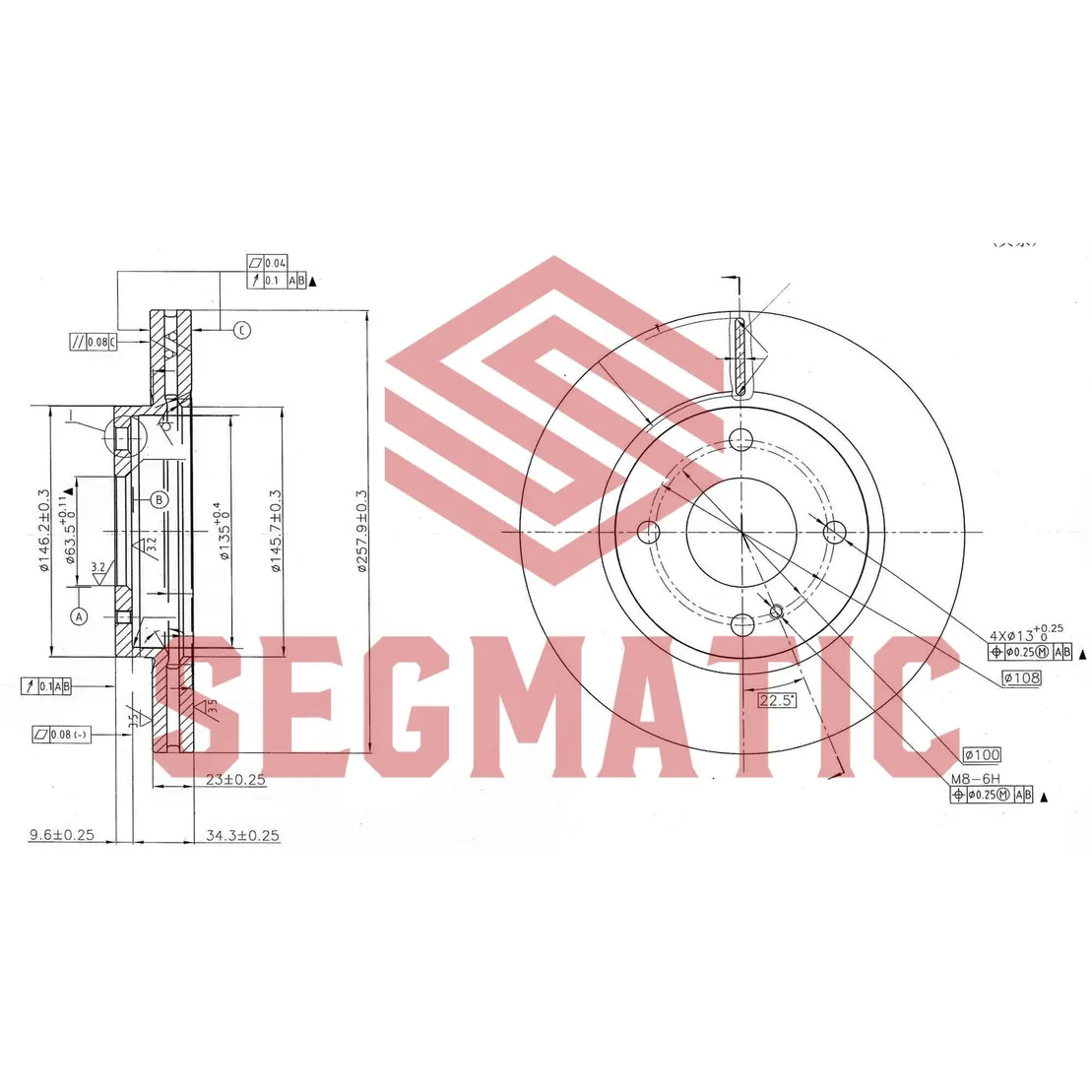 Диск тормозной передний FORD FIESTA IV 08- SEGMATIC SBD30093111
